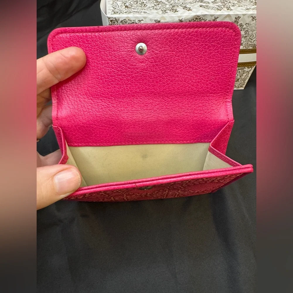 Dior Lady Charm Wallet in Pink 💗 w/ Cannage stitching & silver-tone 
